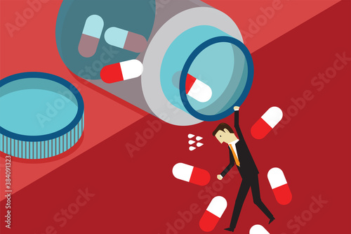 A man falling from medicine bottle