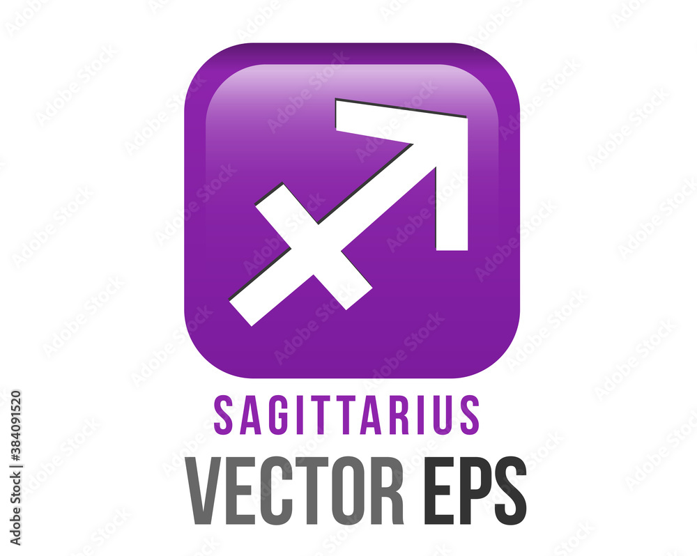 Vector gradient purple Sagittarius astrological sign emoji icon in Zodiac, represents an Archer. Vector gradient purple Sagittarius astrological sign emoji icon in Zodiac, represents an Archer.