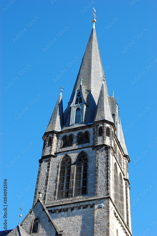 Tower of a church in Detmold, Germany
