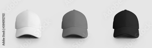 Fotografija White, gray, black cap mockup isolated on background for design and pattern presentation