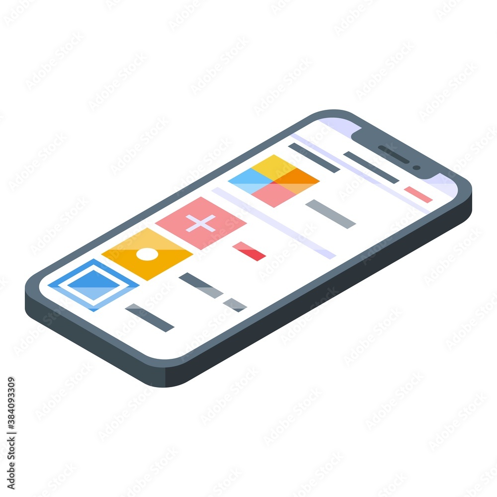 Fototapeta premium Smartphone playlist icon. Isometric of smartphone playlist vector icon for web design isolated on white background