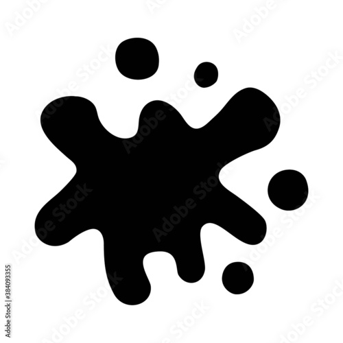 Vector flat style illustration of black stain (ink spot) icon isolated on white background