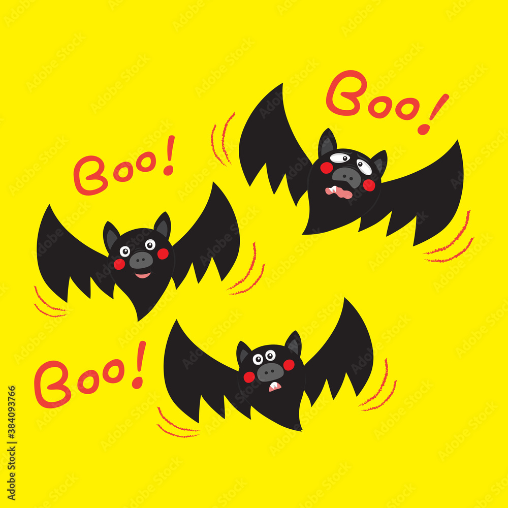 Naklejka Cute cartoon bat halloween, Decor creepy cute halloween image, illustration vector