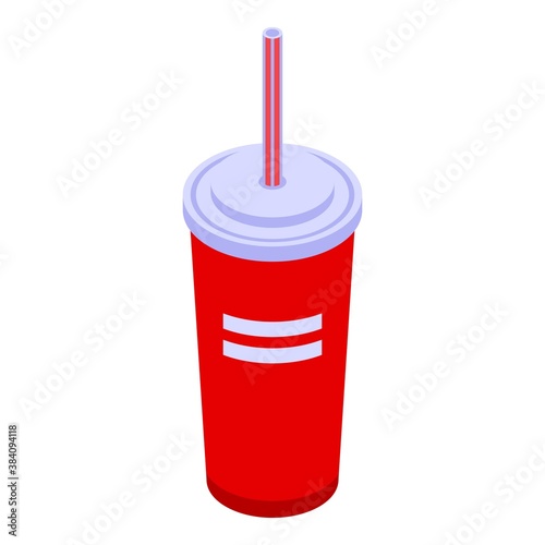 Streamer soda cup icon. Isometric of streamer soda cup vector icon for web design isolated on white background