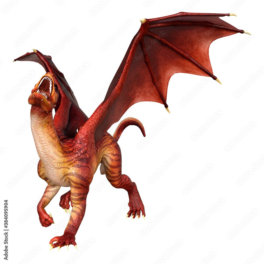 3D Rendering Fairy Tale Dragon on White 3D Rendering Fairy Tale Dragon on White