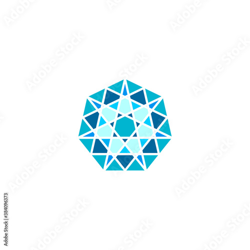 stained glass logo with a heptagon star shape