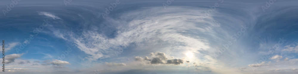 Fototapeta premium blue sky with beautiful clouds. Seamless hdri panorama 360 degrees angle view with zenith for use in 3d graphics or game development as sky dome or edit drone shot