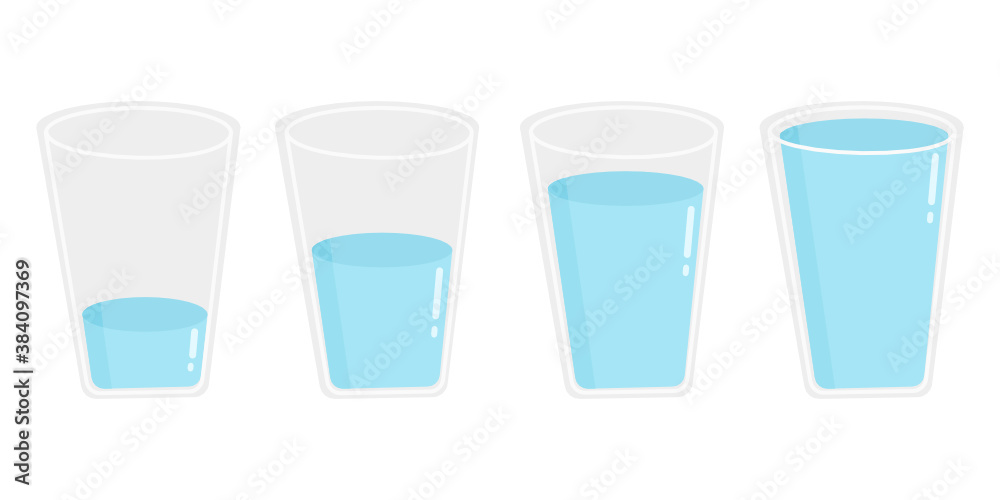 set of water Glasses isolate on white background. set of water Glasses isolate on white background.