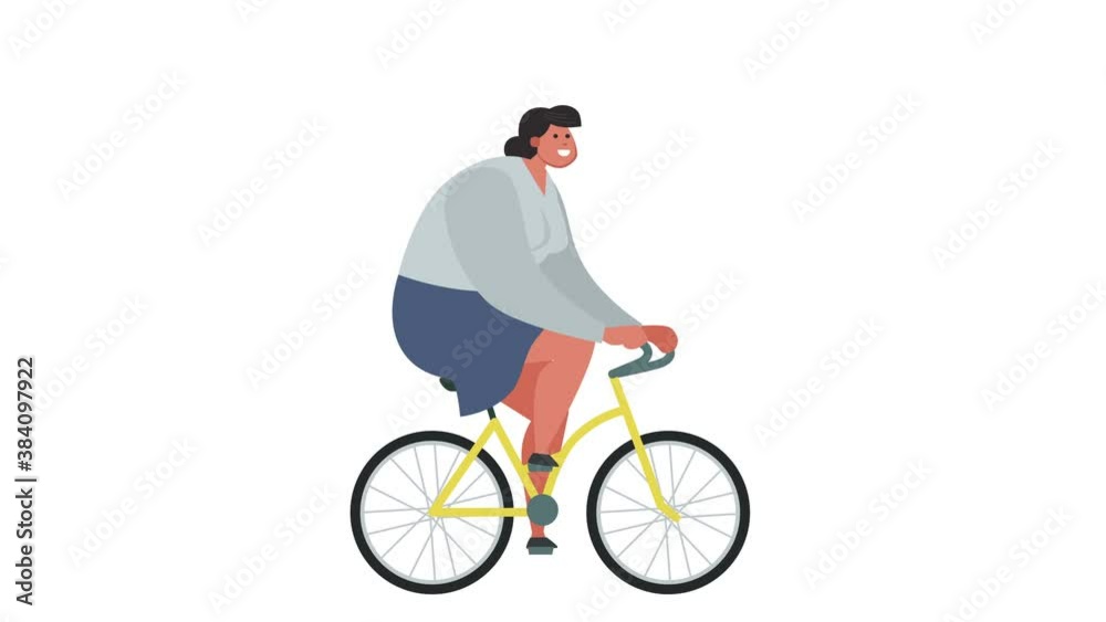 Isolated Cartoon Flat Fat Woman Character Bicycle Ride Loop Animation with Luma Matte for Alpha Isolated Cartoon Flat Fat Woman Character Bicycle Ride Loop Animation with Luma Matte for Alpha