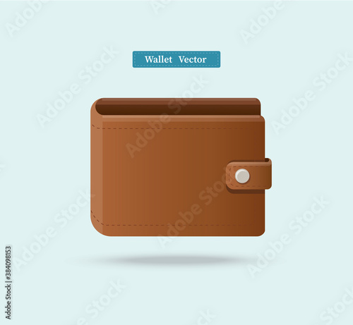 Brown wallet full of green dollars vector illlustration