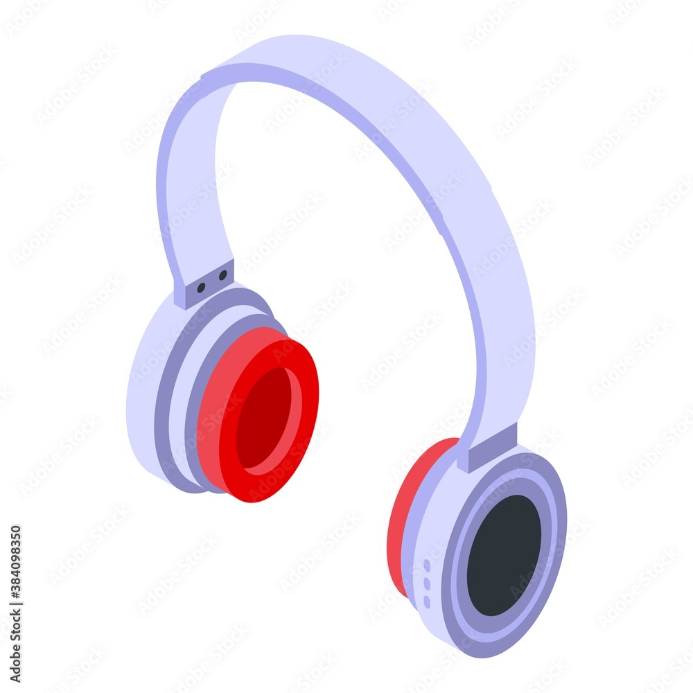 Modern white headset icon. Isometric of modern white headset vector icon for web design isolated on white background Modern white headset icon. Isometric of modern white headset vector icon for web design isolated on white background