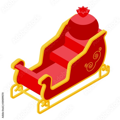 Santa delivery sleigh icon. Isometric of santa delivery sleigh vector icon for web design isolated on white background