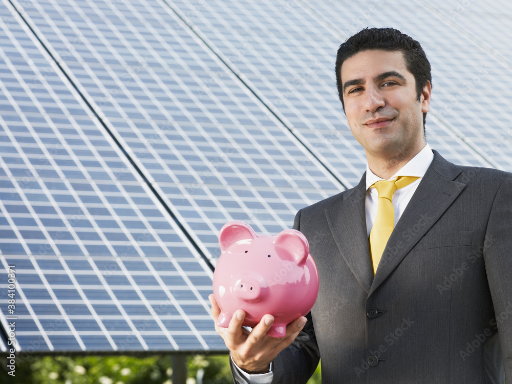 Fotografie businessman and solar panels