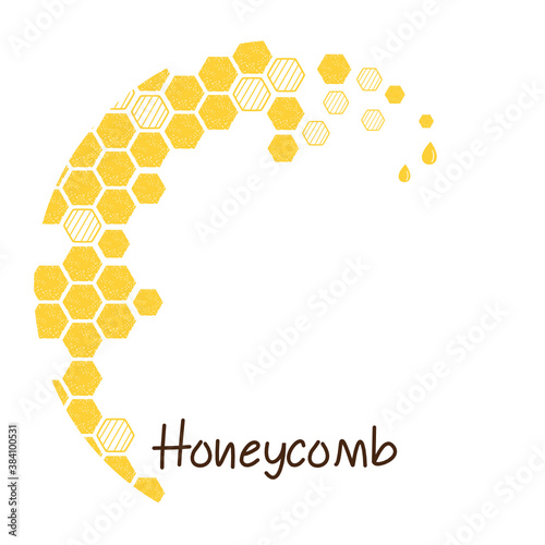 Abstract beehive honeycomb with hexagon grid cells on white background vector illustration.