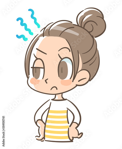 疑わしい様相でにらむ女の子