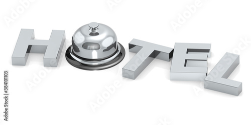 Fotografia Hotel word with reception bell