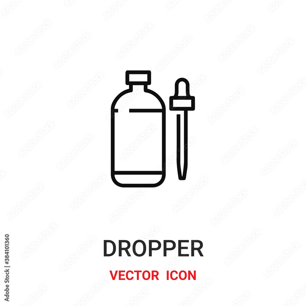 Dropper vector icon. Modern, simple flat vector illustration for website or mobile app.Dropper with bottle symbol, logo illustration. Pixel perfect vector graphics	