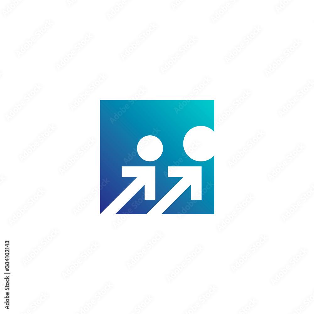 two arrows forming two human figures in a square two arrows forming two human figures in a square
