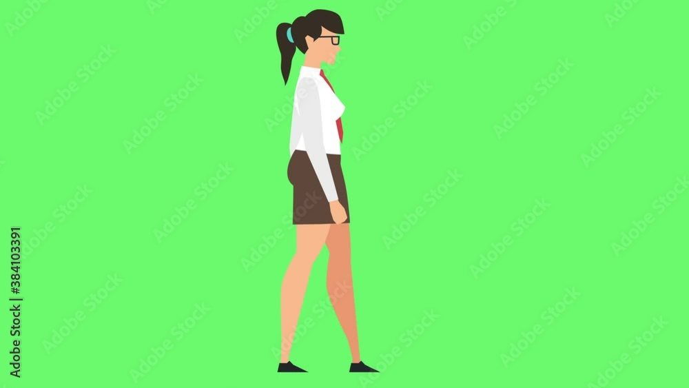 Businesswoman Character Walking Cycle Loop Cartoon Animation Isolated with Luma Matte