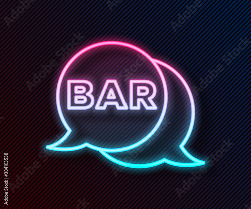 Glowing neon line Street signboard with inscription Bar icon isolated on black background. Suitable for advertisements bar, cafe, restaurant. Vector.