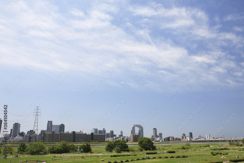 淀川河川敷からみる大阪 淀川河川敷からみる大阪