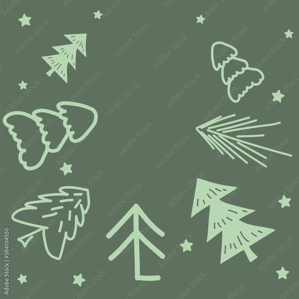 Vector sketch spruce tree silhouette isolated on green background Vector sketch spruce tree silhouette isolated on green background