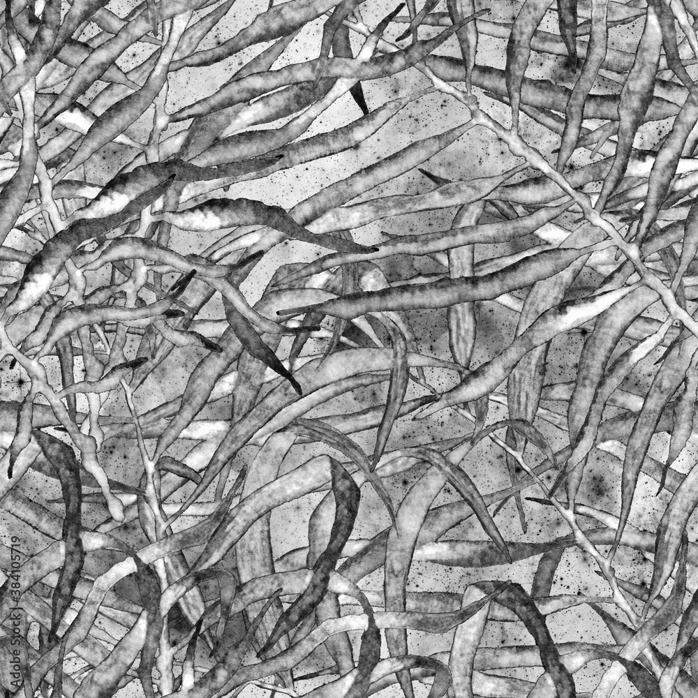 Naklejka premium Tropical seamless pattern. Black and white 