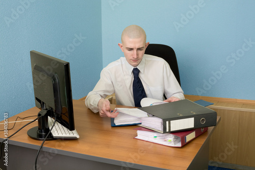 Bookkeeper on a workplace at office