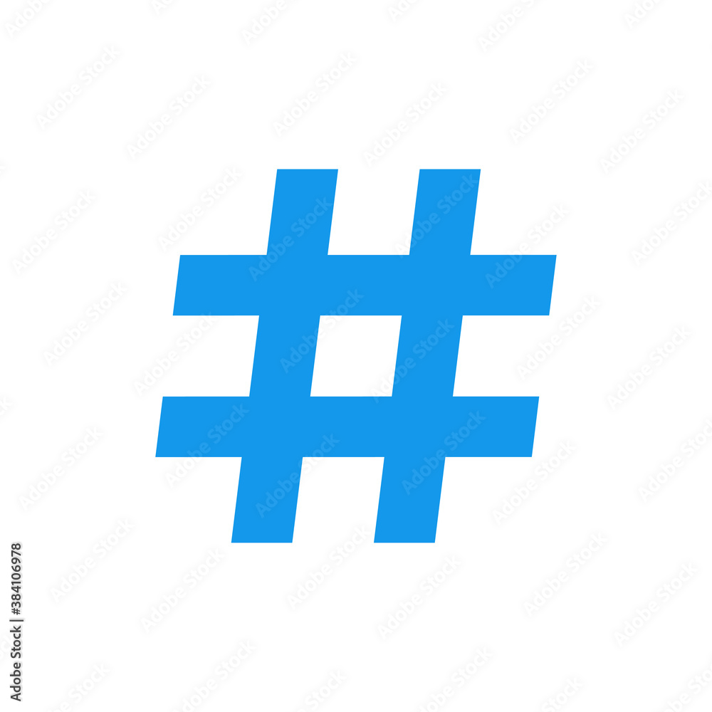 Obraz premium Blue hashtag symbol. Vector Illustration