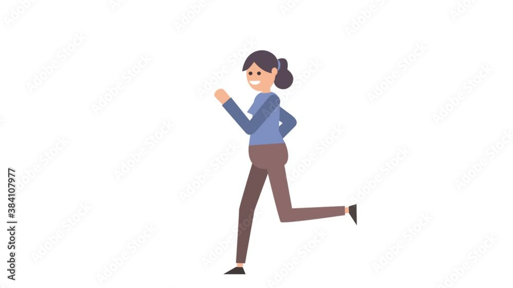 woman Character Run Cycle Isolated Cartoon Animation woman Character Run Cycle Isolated Cartoon Animation