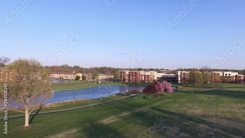 Montgomery County, Maryland Aerial Take-Off Fly Over Bohrer Park Pond