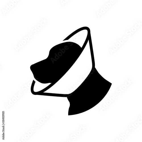 Logotipo cabeza de perro con collar isabelino en color negro