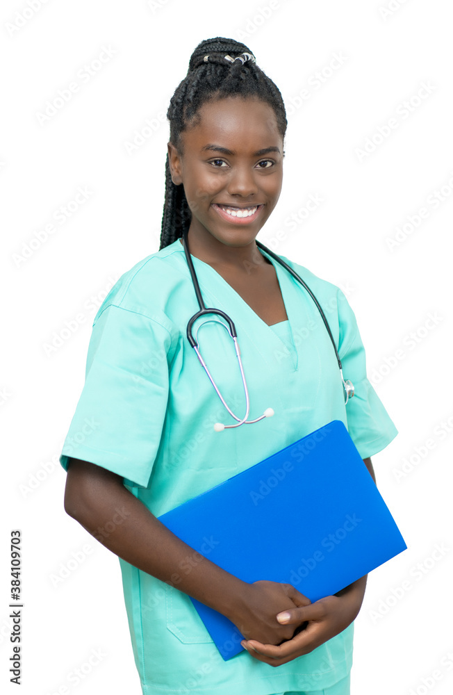 Afro american female nurse with file of patient Afro american female nurse with file of patient