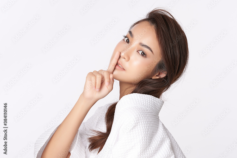 Beautiful young asian woman with clean fresh skin on white background, Face care, Facial treatment, Cosmetology, beauty and spa, Asian women portrait Beautiful young asian woman with clean fresh skin on white background, Face care, Facial treatment, Cosmetology, beauty and spa, Asian women portrait