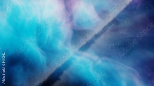 Nebula and galaxies in space. Abstract cosmos background. 3D render