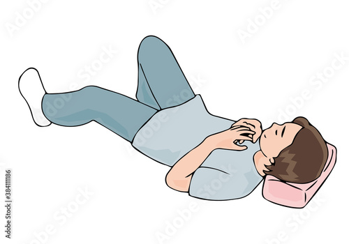 仰向けで昼寝する男性
