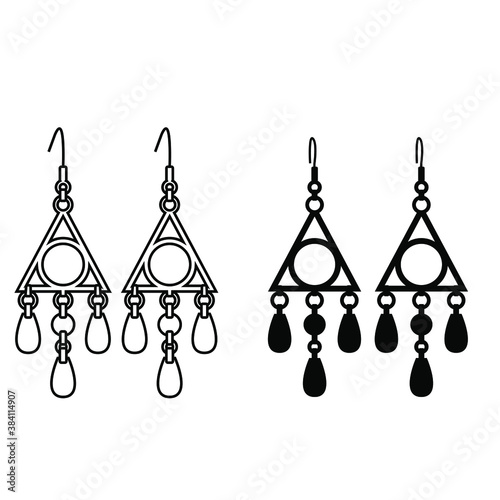 Earrings icon vector set. jewelry illustration sign collection. accessory symbol.