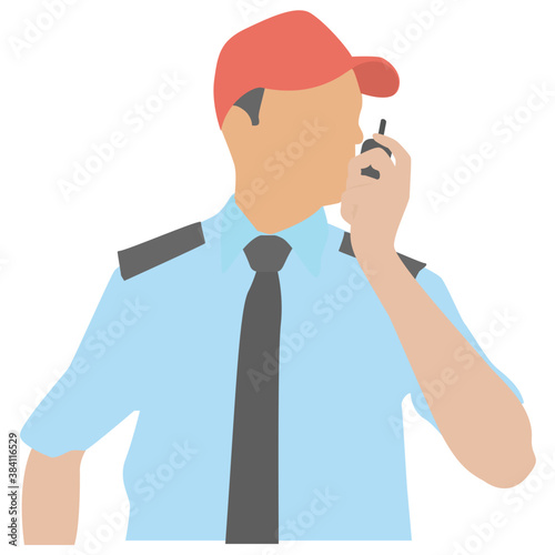 
A security officer standing to protect against terror 
