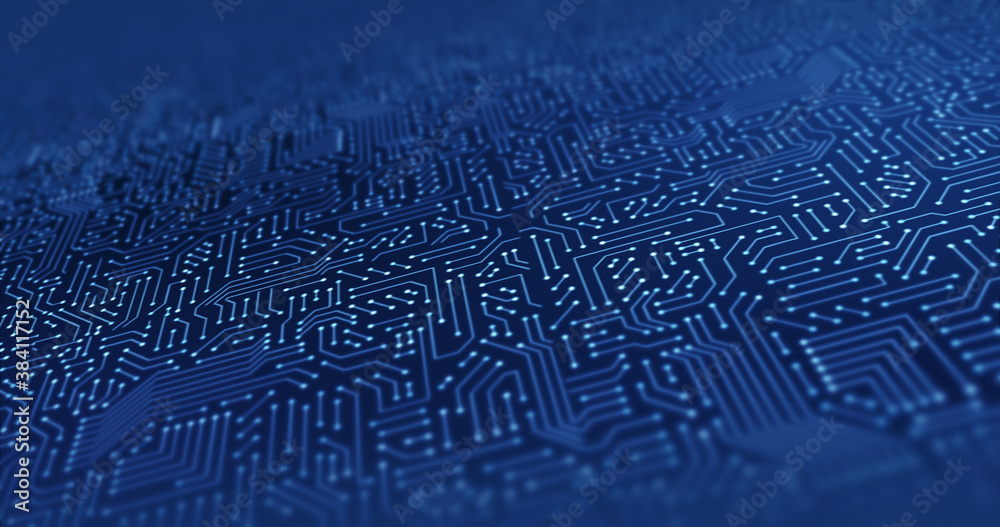 Circuit Board Pattern Close Up. CPU Data Processing. Computer And Technology Related 3D Illustration Render Circuit Board Pattern Close Up. CPU Data Processing. Computer And Technology Related 3D Illustration Render