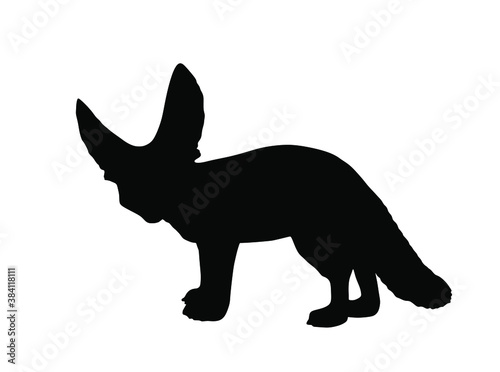 Fennec fox vector silhouette illustration isolated on white background. Desert fox symbol. Vulpes zerda.  © dovla982