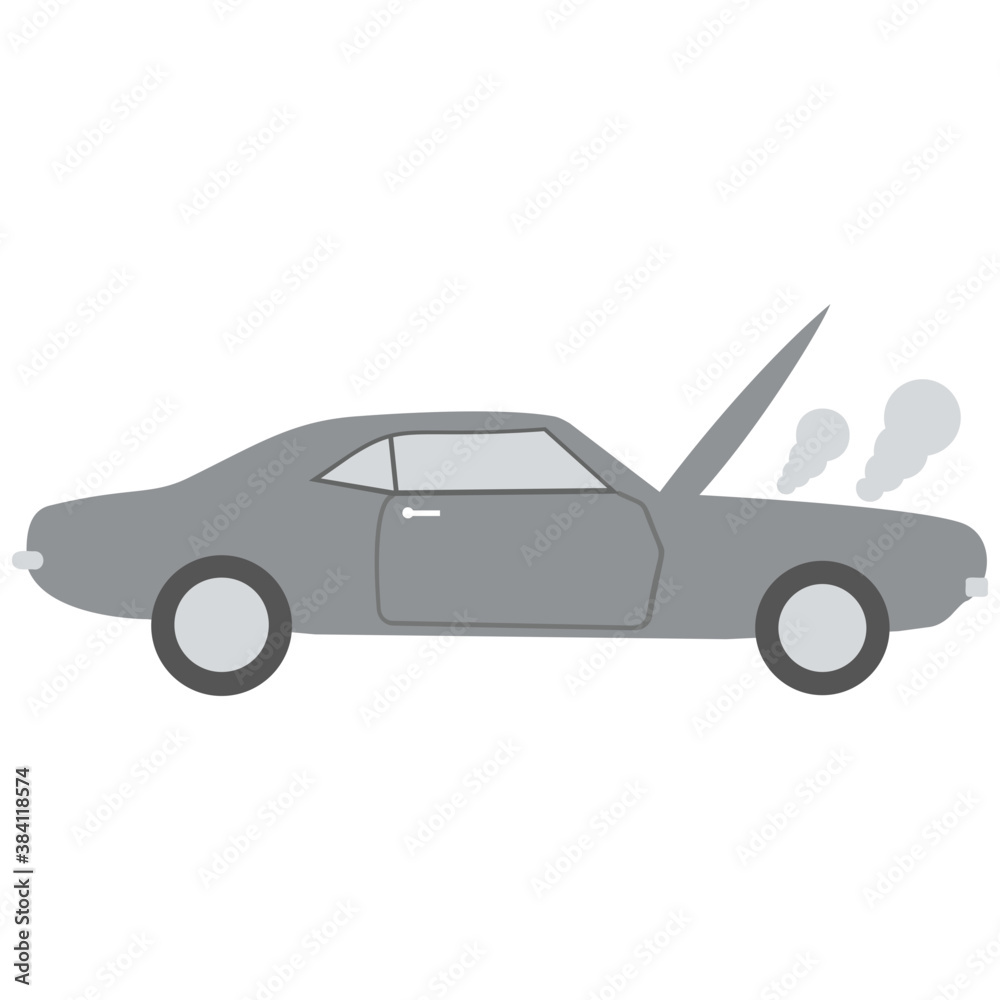 Car having red colored and opened bonnet depicting engine seized
Car having red colored and opened bonnet depicting engine seized