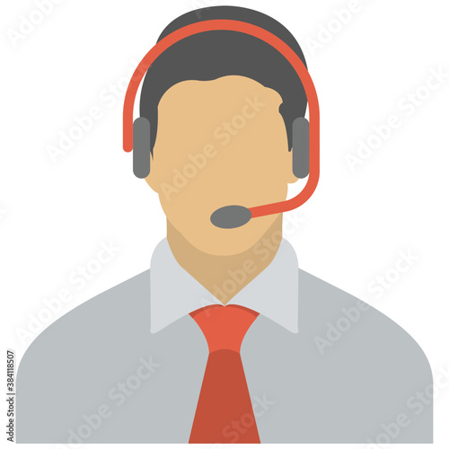 
Person wearing headphone and necktie, customer representative 
