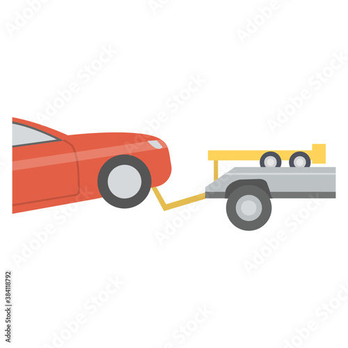 
A towing truck carrying car with rope 
