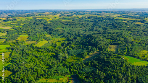 Aerial view of over green landscape