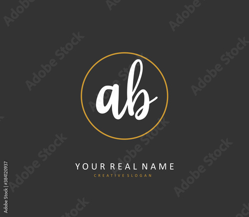 AB Initial letter handwriting and signature logo. A concept handwriting initial logo with template element.