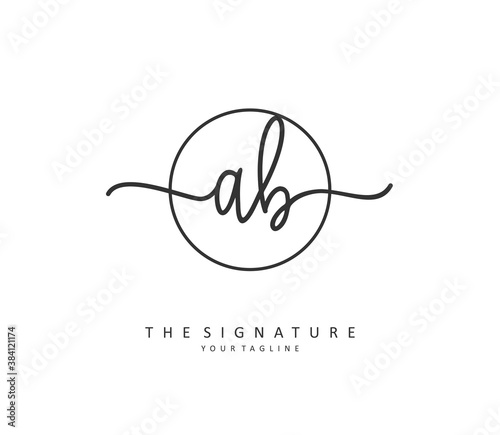 AB Initial letter handwriting and signature logo. A concept handwriting initial logo with template element.