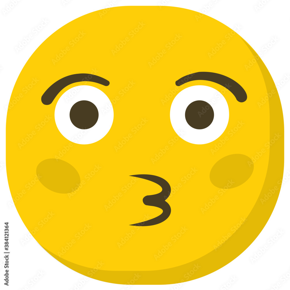 Emoji with open eye and pouty lips, kiss emoji flat icon Stock Vector