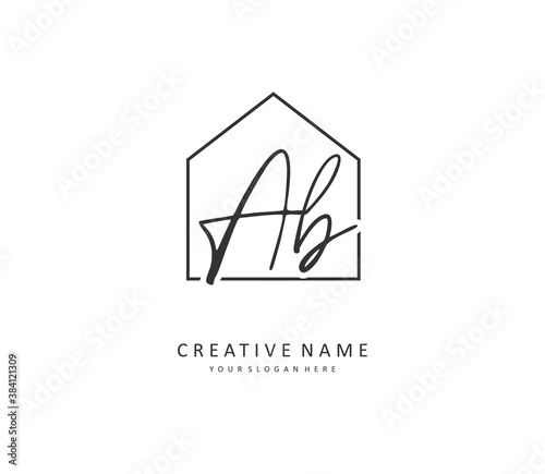 AB Initial letter handwriting and signature logo. A concept handwriting initial logo with template element.