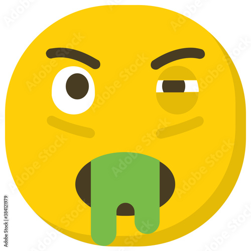 
A green face, nauseated emoji shown with pursed lips as though it may be about to vomit
