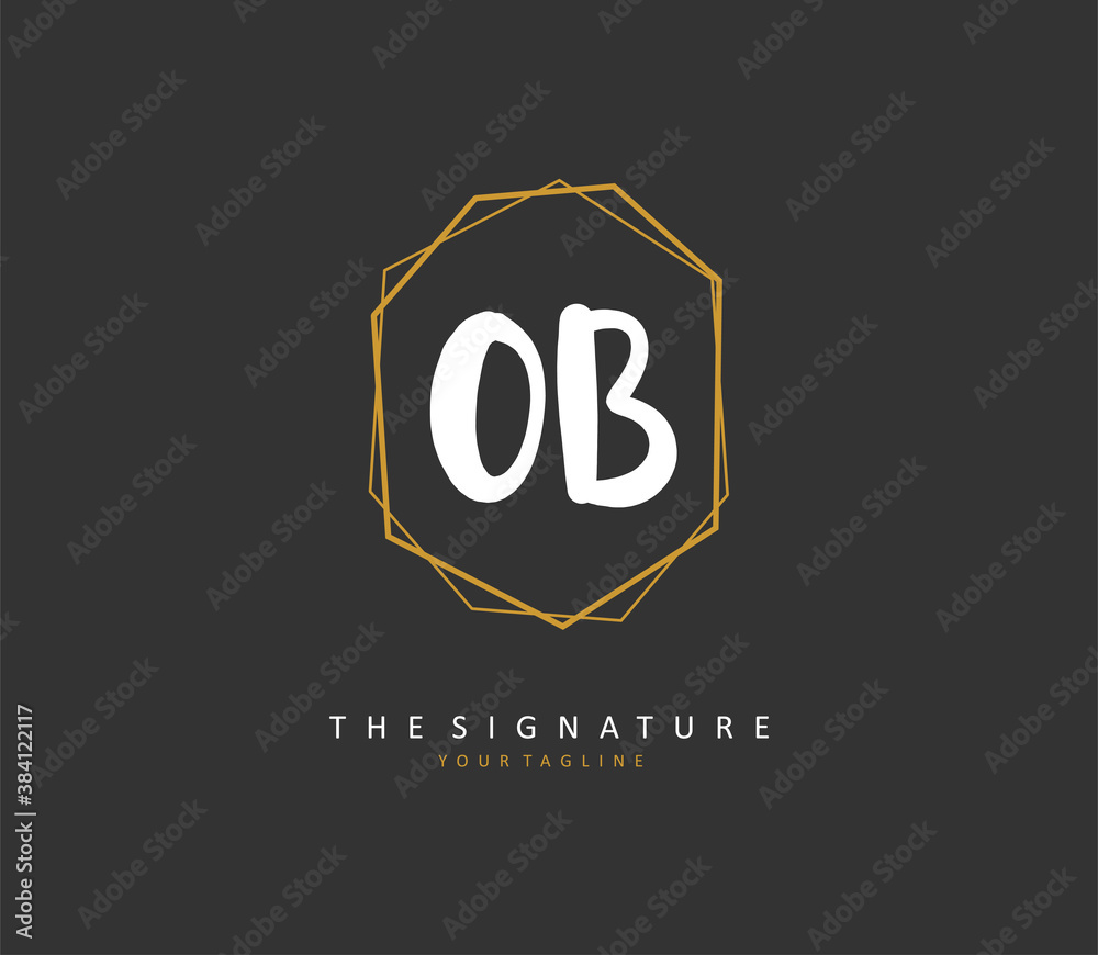 O B O Initial letter handwriting and signature logo. A concept handwriting initial logo with template element.